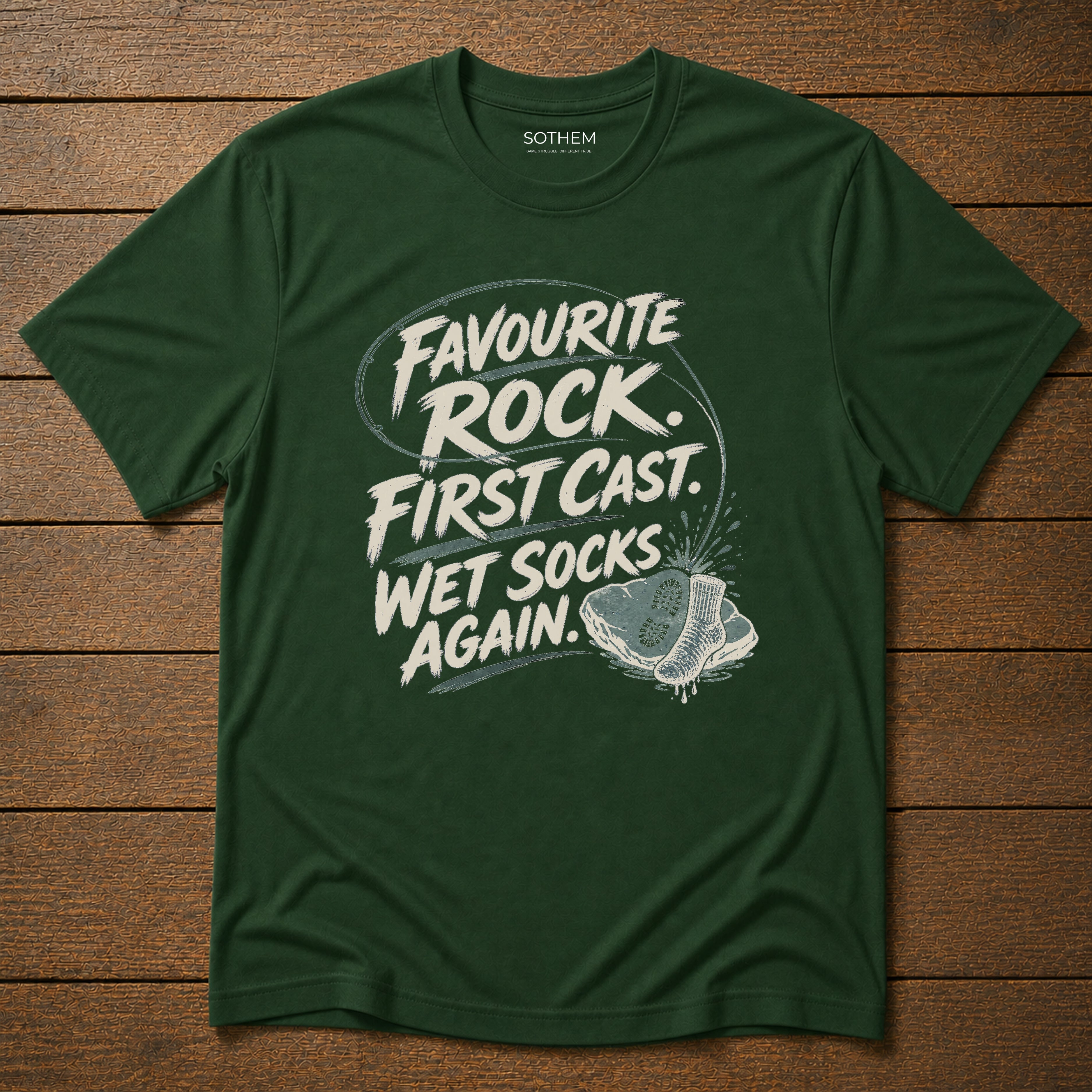 Wet Socks Again Fishing Tee